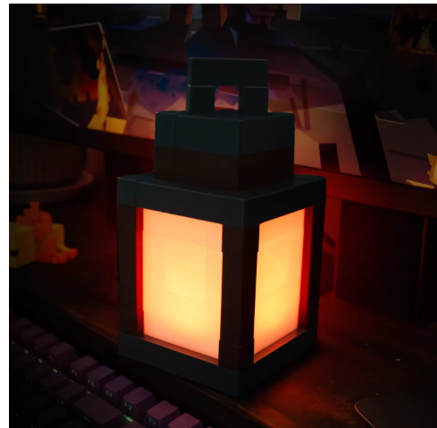 The lantern from your favourite block game. On your desk. Actually glowing.